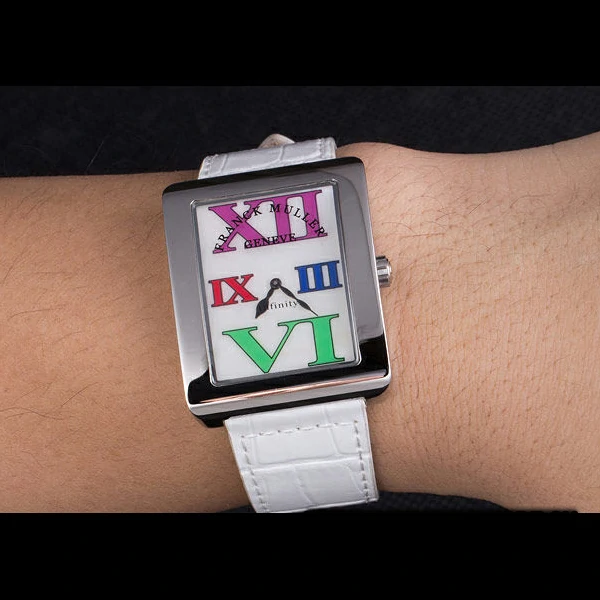 Franck Muller Infinity Stainless Steel Bezel White Croco Bracelet new59293