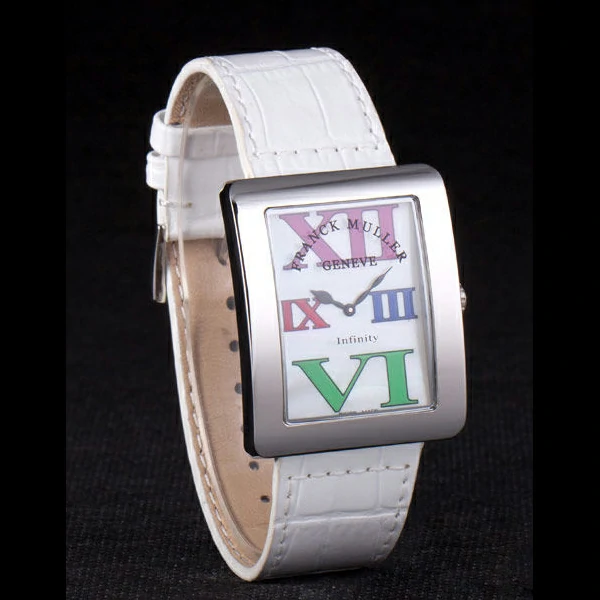 Franck Muller Infinity Stainless Steel Bezel White Croco Bracelet new59293