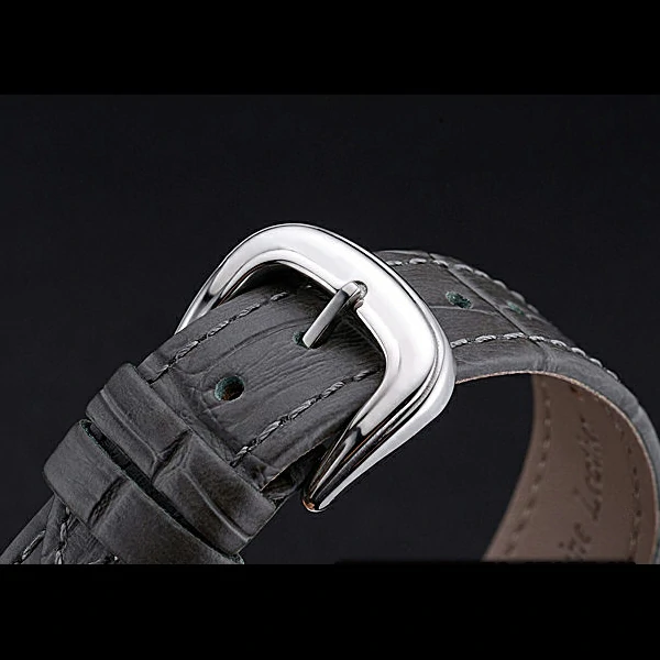 Franck Muller Long Island Classic Gold Dial Silver Case Black Leather Band new60261