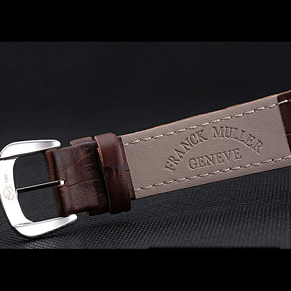 Franck Muller Long Island Classic White Dial Diamonds Case Brown Leather Band new60264