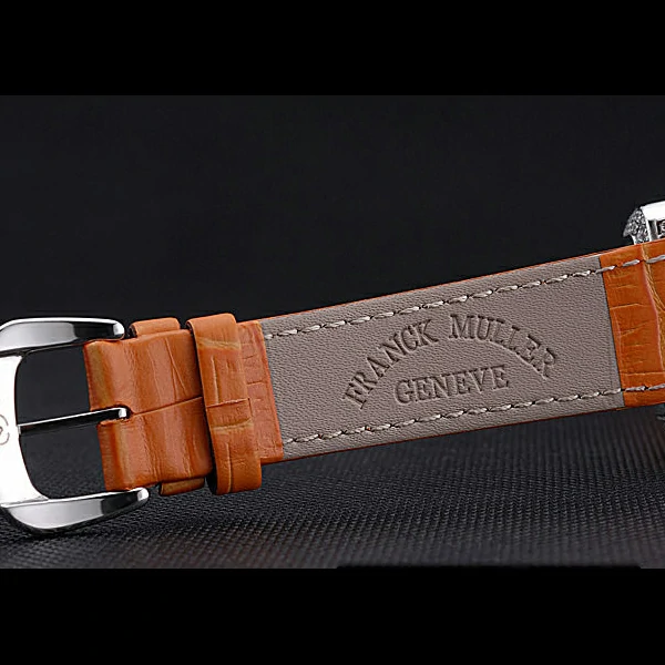 Franck Muller Long Island Classic White Dial Diamonds Case Orange Leather Band new60267
