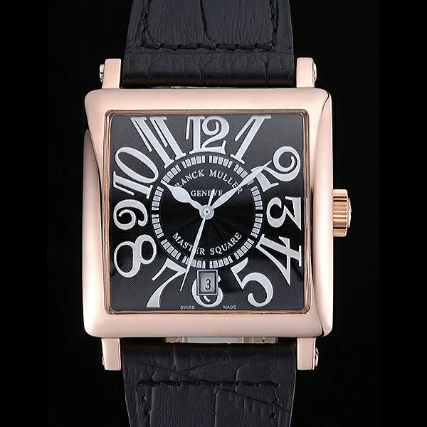 Franck Muller Master Square Black Dial Gold Case Black Leather Band new60250