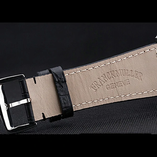 Franck Muller Master Square Black Dial Silver Case Black Leather Band new60248