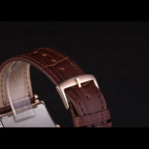 Franck Muller Master Square Diamond Encrusted Rose Gold Bezel Brown Croco Bracelet new59297
