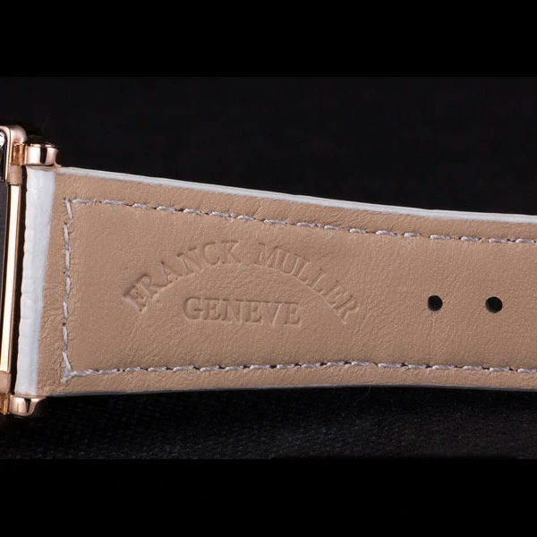 Franck Muller Master Square Diamond Encrusted Rose Gold Bezel White Croco Bracelet new59299