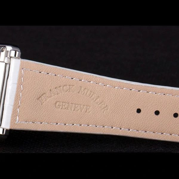 Franck Muller Master Square Diamond Encrusted Stainless Steel Bezel White Croco Bracelet new59298