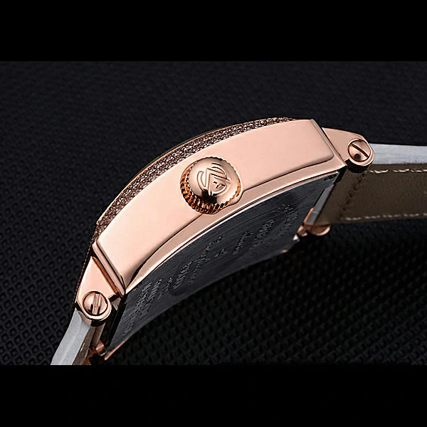 Franck Muller Master Square Diamonds Dial Diamonds Case Roman Numerals White Leather Band new60258