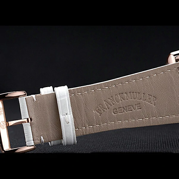Franck Muller Master Square Diamonds Dial Diamonds Case Roman Numerals White Leather Band new60258