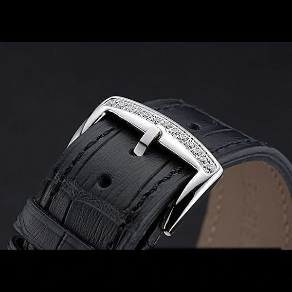 Franck Muller Master Square White Dial Diamonds Case Black Leather Band new60252