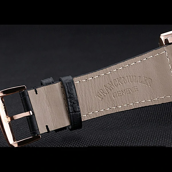 Franck Muller Master Square White Dial Gold Case Black Leather Band new60249