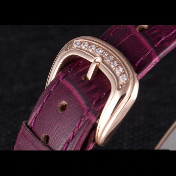 Frank Muller Heart Diamond Gold Bezel Purple Leather Band new59683