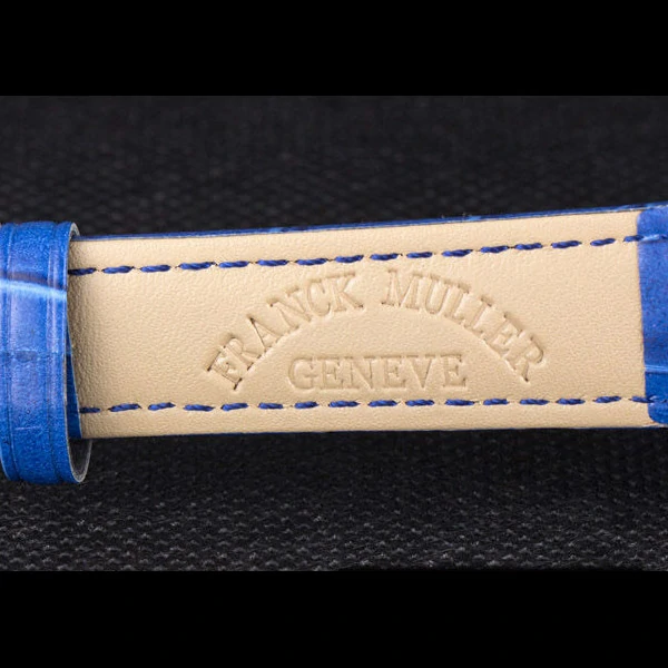 Frank Muller Heart Diamond Silver Bezel Blue Leather Band new59679