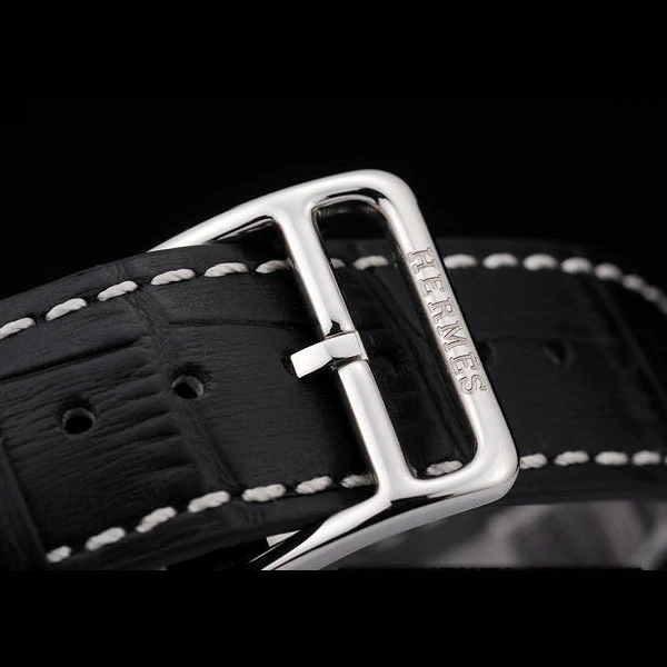 Hermes Arceau Black Dial Black Leather Strap new58708