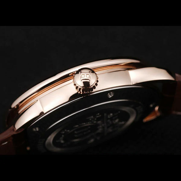 Hermes Arceau Black Dial Brown Leather Strap new58709