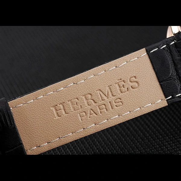 Hermes Classic Croco Leather Strap Black Dial new59404