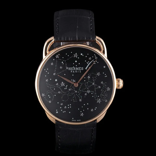 Hermes Classic Croco Leather Strap Black Dial new59411