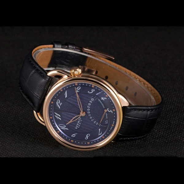 Hermes Classic Croco Leather Strap Navy Dial new59410