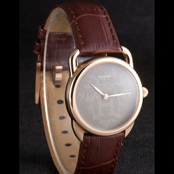 Hermes Classic Croco Leather Strap Silver Dial new59402