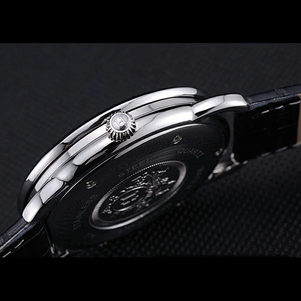 Hermes Classic Croco Leather Strap Silver Dial new59406