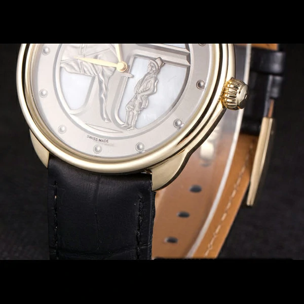 Hermes Classic Croco Leather Strap Silver Dial new59407