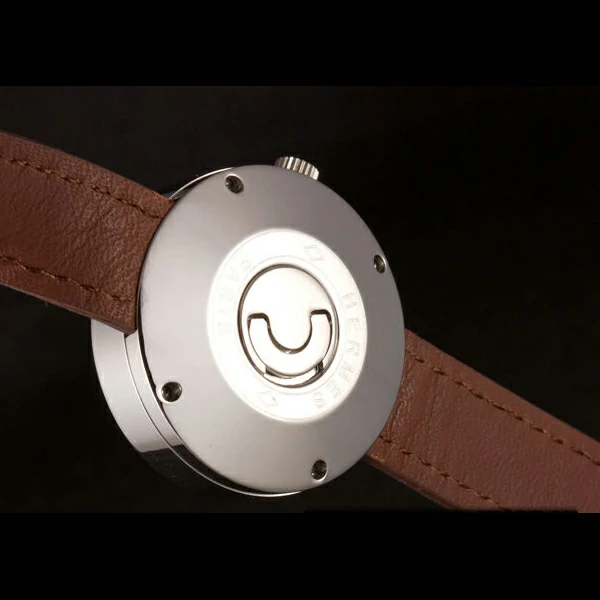 Hermes Classic MOP Dial Brown Elongated Leather Bracelet new59400