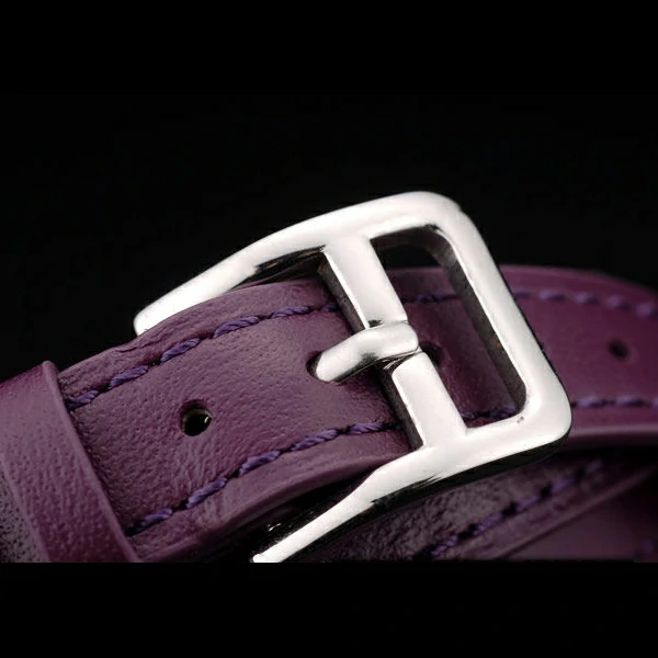 Hermes Classic MOP Dial Purple Elongated Leather Strap new58791