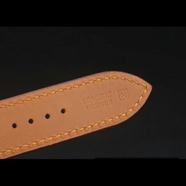 Hermes Heure H Rose Gold Diamond Encrusted Bezel Orange Leather Strap White Dial new59201