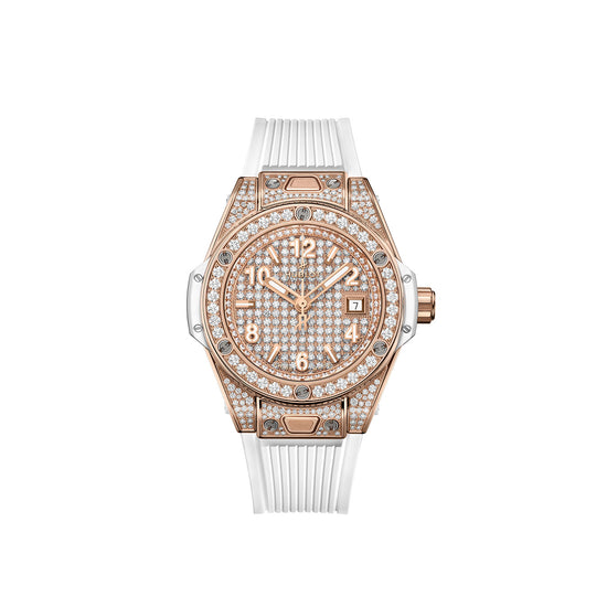 Hublot Replica Watch Big Bang ONE CLICK KING GOLD WHITE FULL PAVÉ 485.OE.9000.RW.1604