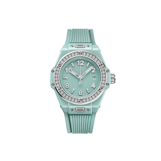 Hublot Replica Watch Big Bang One Click Mint Green Ceramic Diamonds 33, 485.GS.5271.RX.1204