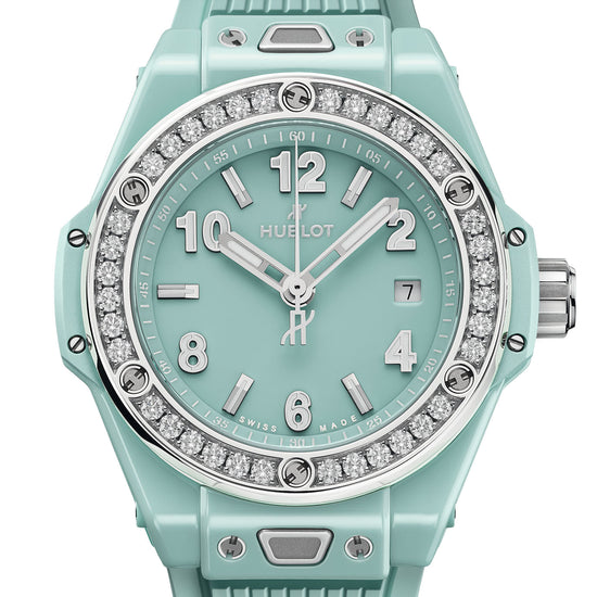 Hublot Replica Watch Big Bang One Click Mint Green Ceramic Diamonds 33, 485.GS.5271.RX.1204