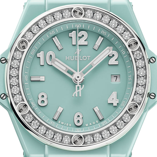 Hublot Replica Watch Big Bang One Click Mint Green Ceramic Diamonds 33, 485.GS.5271.RX.1204