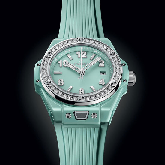 Hublot Replica Watch Big Bang One Click Mint Green Ceramic Diamonds 33, 485.GS.5271.RX.1204