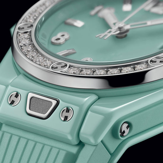 Hublot Replica Watch Big Bang One Click Mint Green Ceramic Diamonds 33, 485.GS.5271.RX.1204