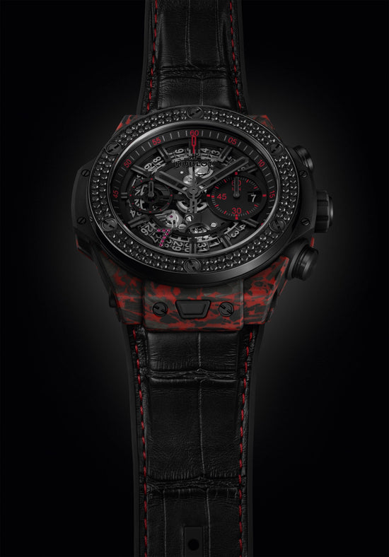Hublot Replica Watch Big Bang Unico Red Carbon Black Diamonds Las Vegas Boutique, Matt Red Frosted carbon, 126 black diamonds, 44mm, Limited Edition, 421.QV.1113.LR.1100.LVB23