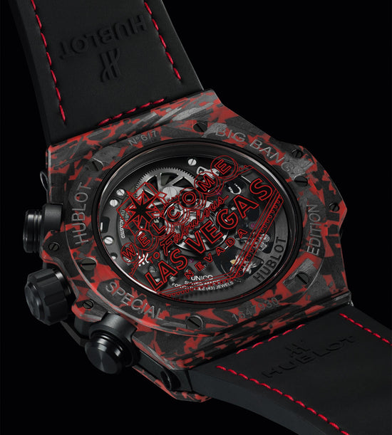 Hublot Replica Watch Big Bang Unico Red Carbon Black Diamonds Las Vegas Boutique, Matt Red Frosted carbon, 126 black diamonds, 44mm, Limited Edition, 421.QV.1113.LR.1100.LVB23