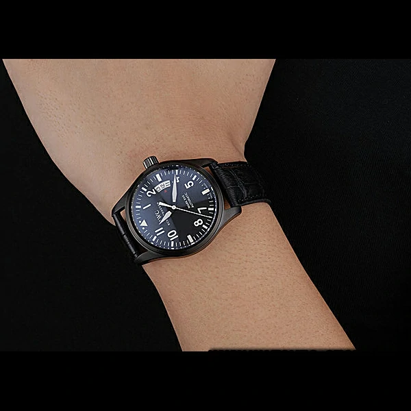 IWC Mark XVII Black Steel Case Black Dial Black Leather Bracelet new60593