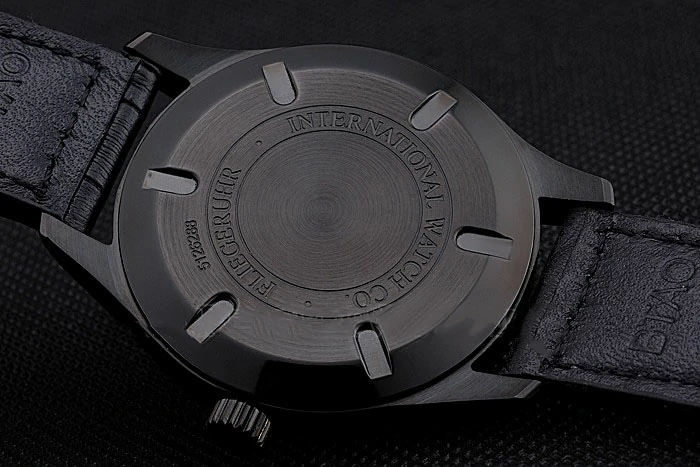 IWC Mark XVll Black Dial Black Stainless Steel Case Black Leather Strap new121424