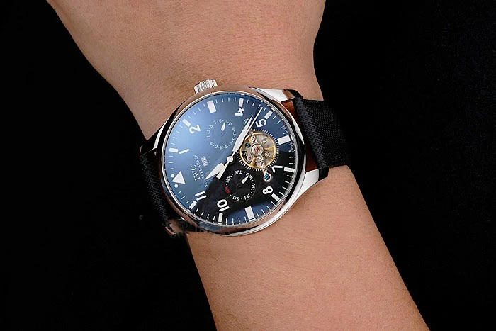 IWC Pilot Tourbillon Black Dial Stainless Steel Case Black Textile Strap new121918