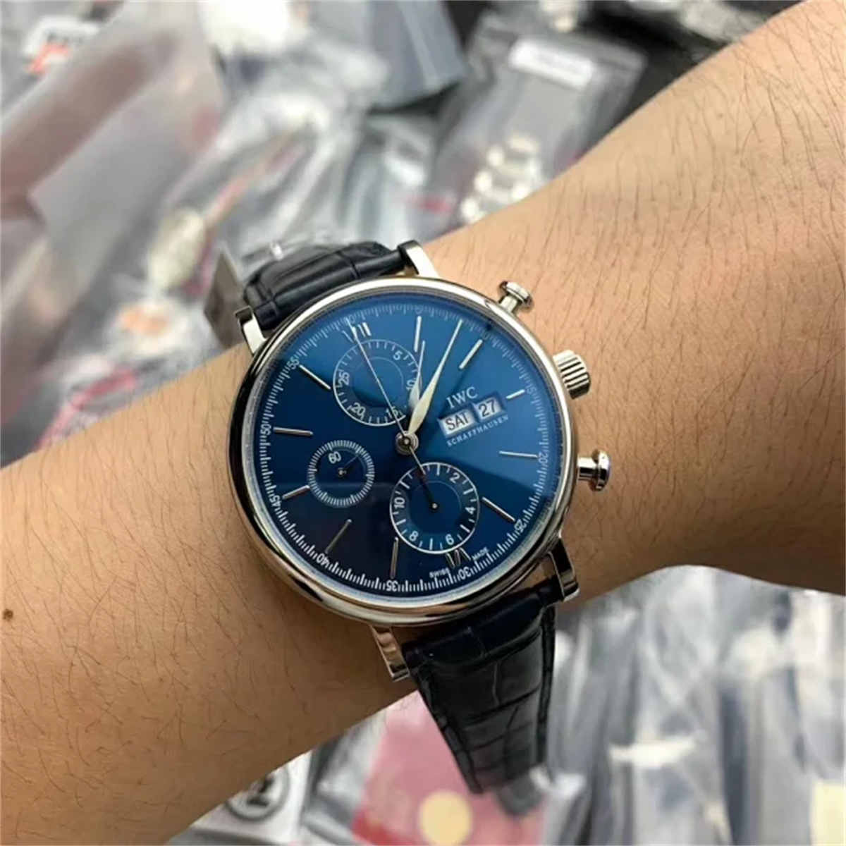 IWC Portofino Chronograph 7750 Replica – Blue Dial Luxury Dress Watch
