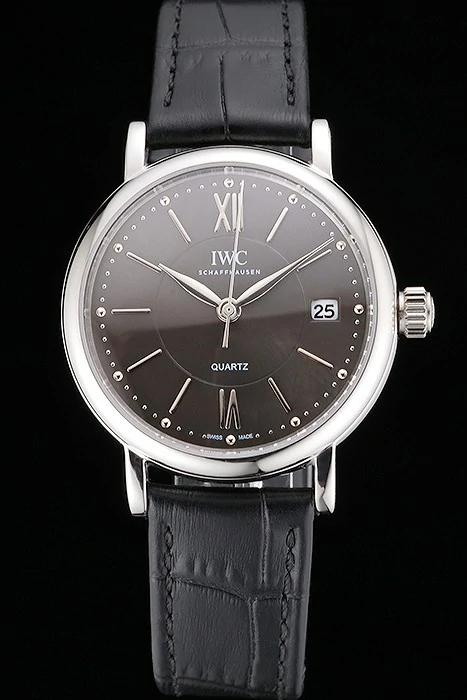 IWC Portofino Dark Gray Dial Stainless Steel Case Black Leather Strap new122029