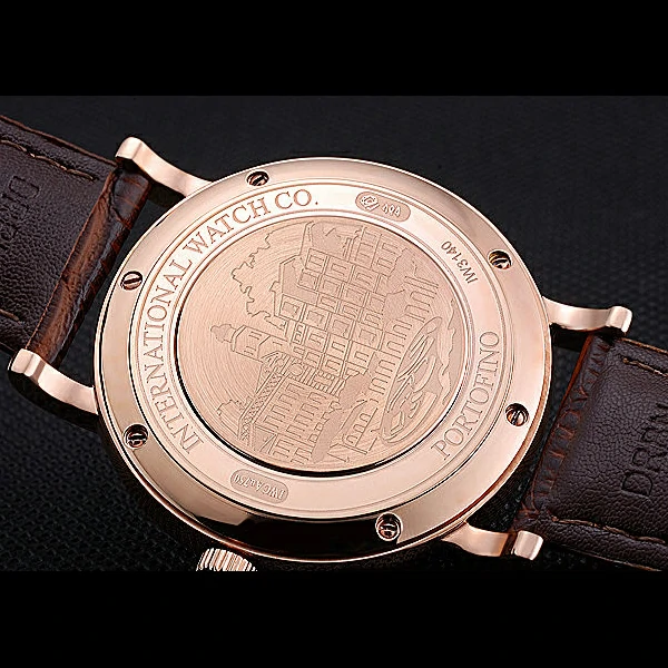 IWC Portofino Gold Case Black Dial Brown Leather Bracelet new60595