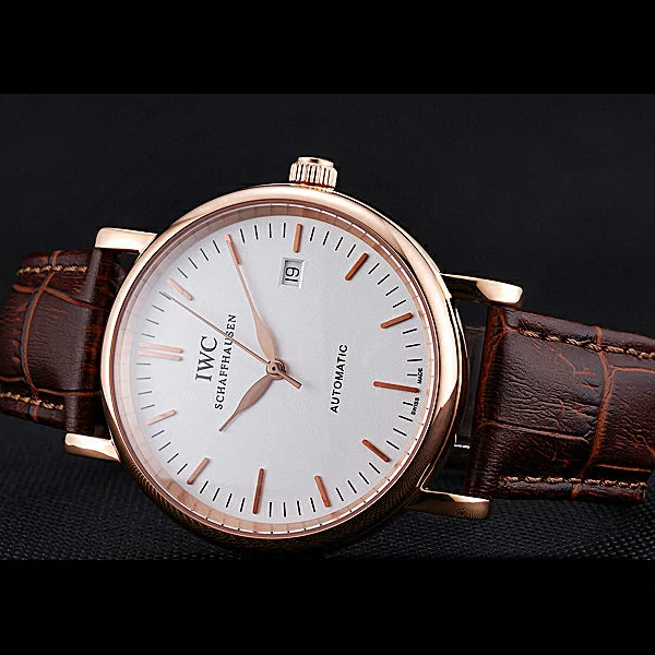 IWC Portofino Gold Case White Dial Brown Leather Bracelet new60594