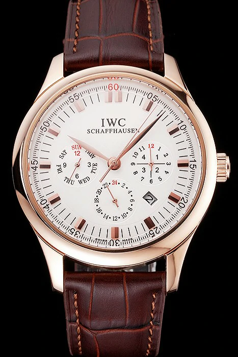 IWC Portugieser Perpetual Calendar White Dial Rose Gold Case Brown Leather Strap new121975