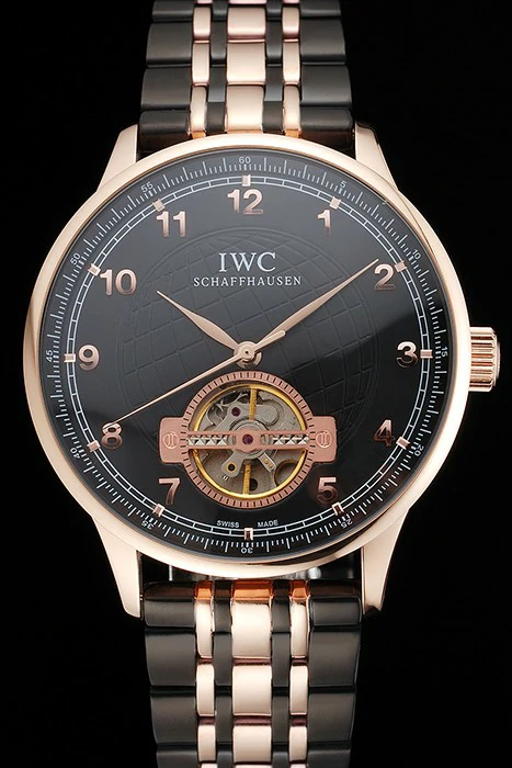 IWC Portugieser Tourbillon Black Dial Rose Gold Numerals Rose3 Gold Case Two Tone Black Rose Gold Bracelet new122943