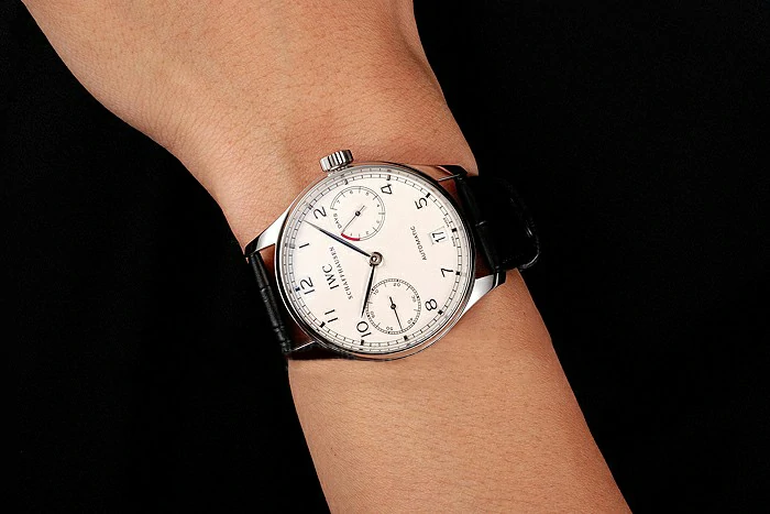 IWC Portuguese White Dial Silver Numerals Silver Case Black Leather Bracelet new124529
