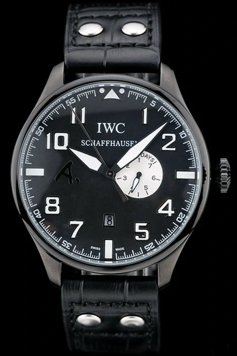 IWC Schaffhausen 45mm Black Dial Cronograph Black Leather Bracelet new96062