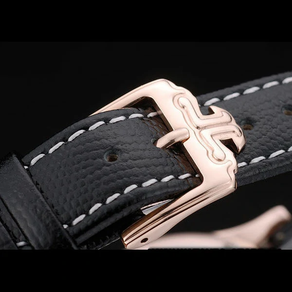 Jaeger Le Coultre Master Control Crystal Encrusted Bezel Black Leather Strap new58950