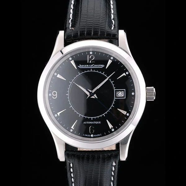 Jaeger Le Coultre Master Control Stainless Steel Bezel Black Leather Strap new58958