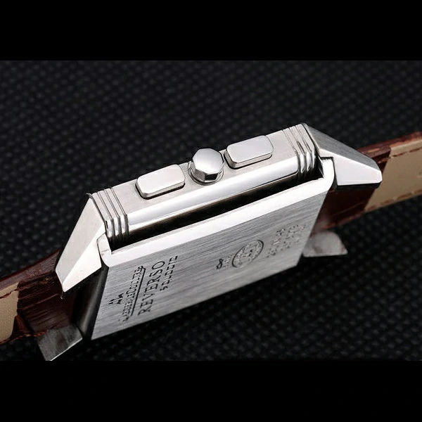 Jaeger le Coultre Reverso Squadro Brown Leather Strap Black Dial new58919