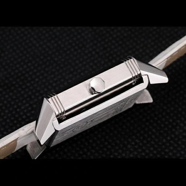 Jaeger le Coultre Reverso Squadro Lady White Leather Strap Pearl Dial new58916